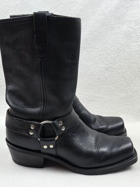 Vintage Sears Roebuck Leather Engineer Boots Men's 10 Black Leather Biker